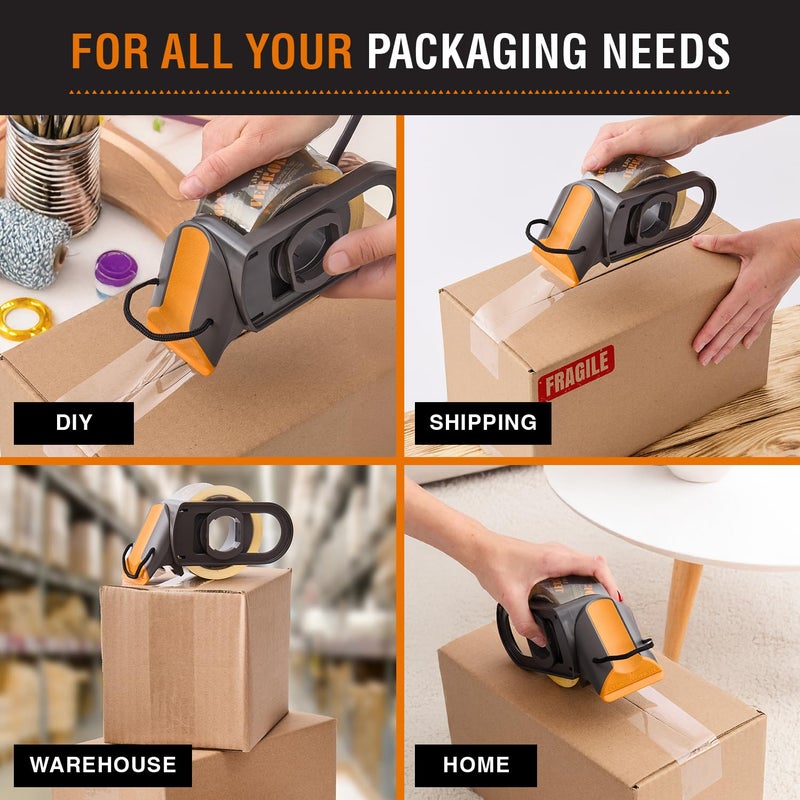 Tape Terror Clear Packing Tape with Dispenser (2 Rolls) - Professional Grade for Boxes - Packaging, Shipping with Refillable Dispenser, Fits Standard Bulk Up to 2"" Wide - Image 5